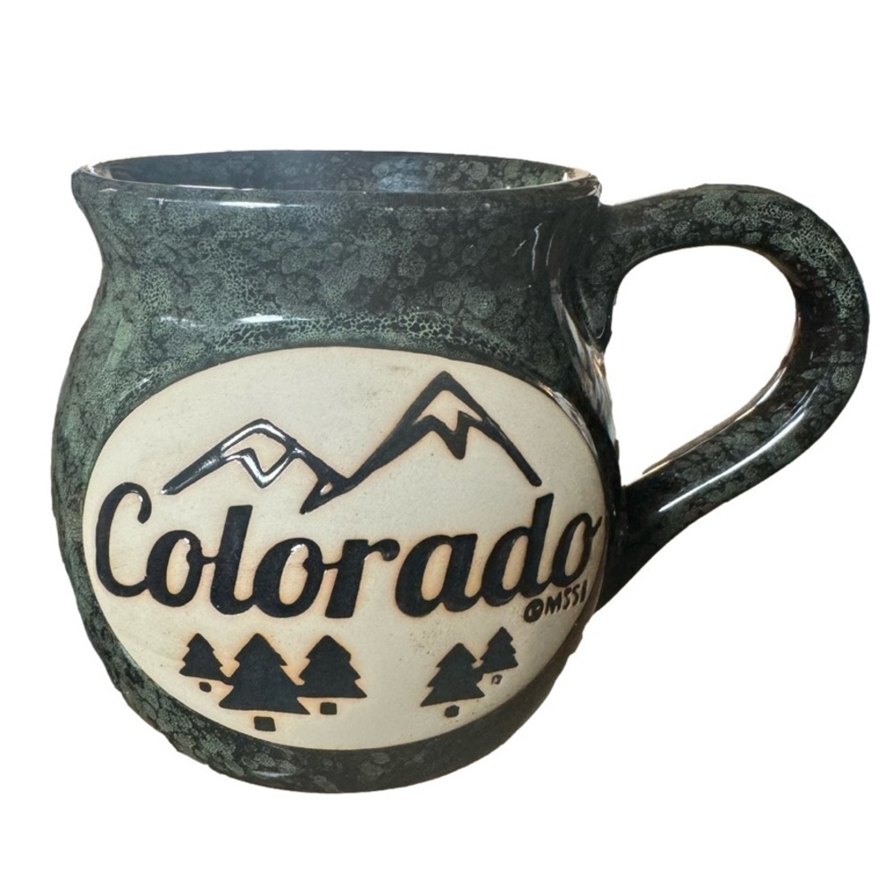 Colorado Green Stoneware Pot Belly Coffee Mug